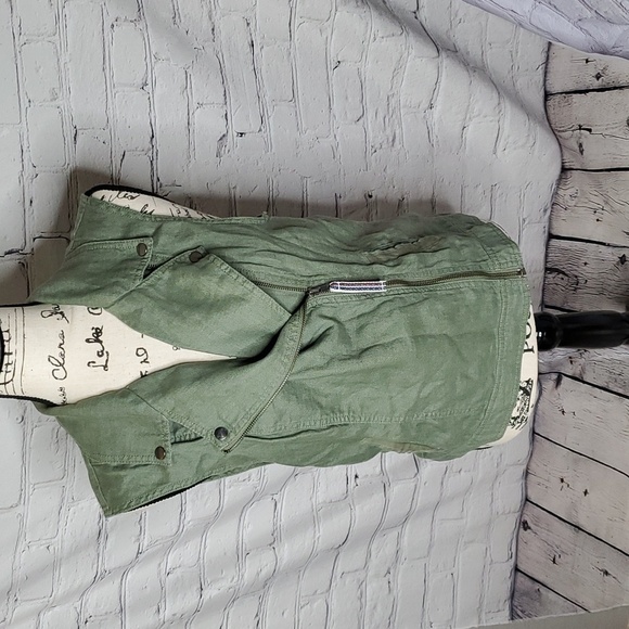 Michael Stars Olive Green Linen Vest Size Medium - Picture 1 of 5